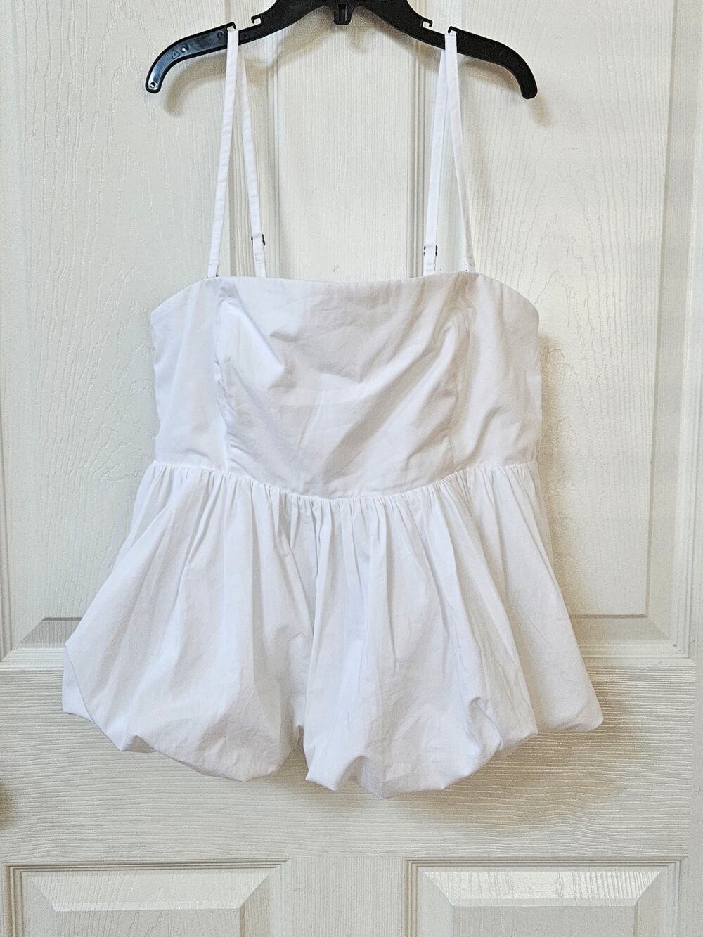 Abercrombie & Fitch White Bubble Hem Cami Tank Top Women's Small Adjustable